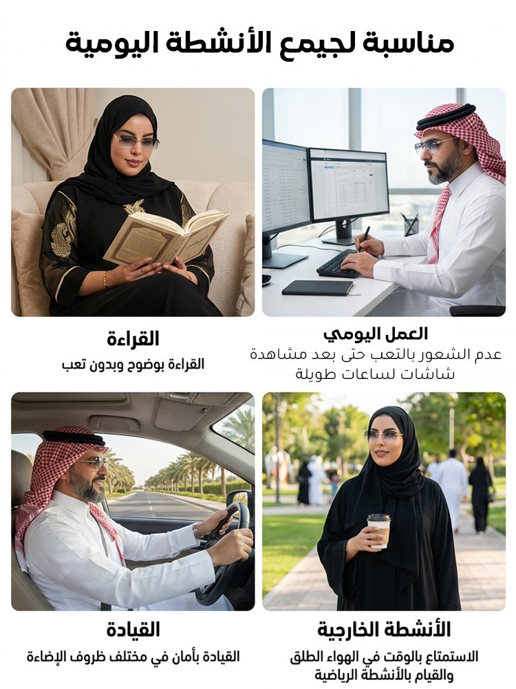 نظارة قراءة عصرية بعدسة متغيرة اللون حسب شدة الضوء بدون إطار 