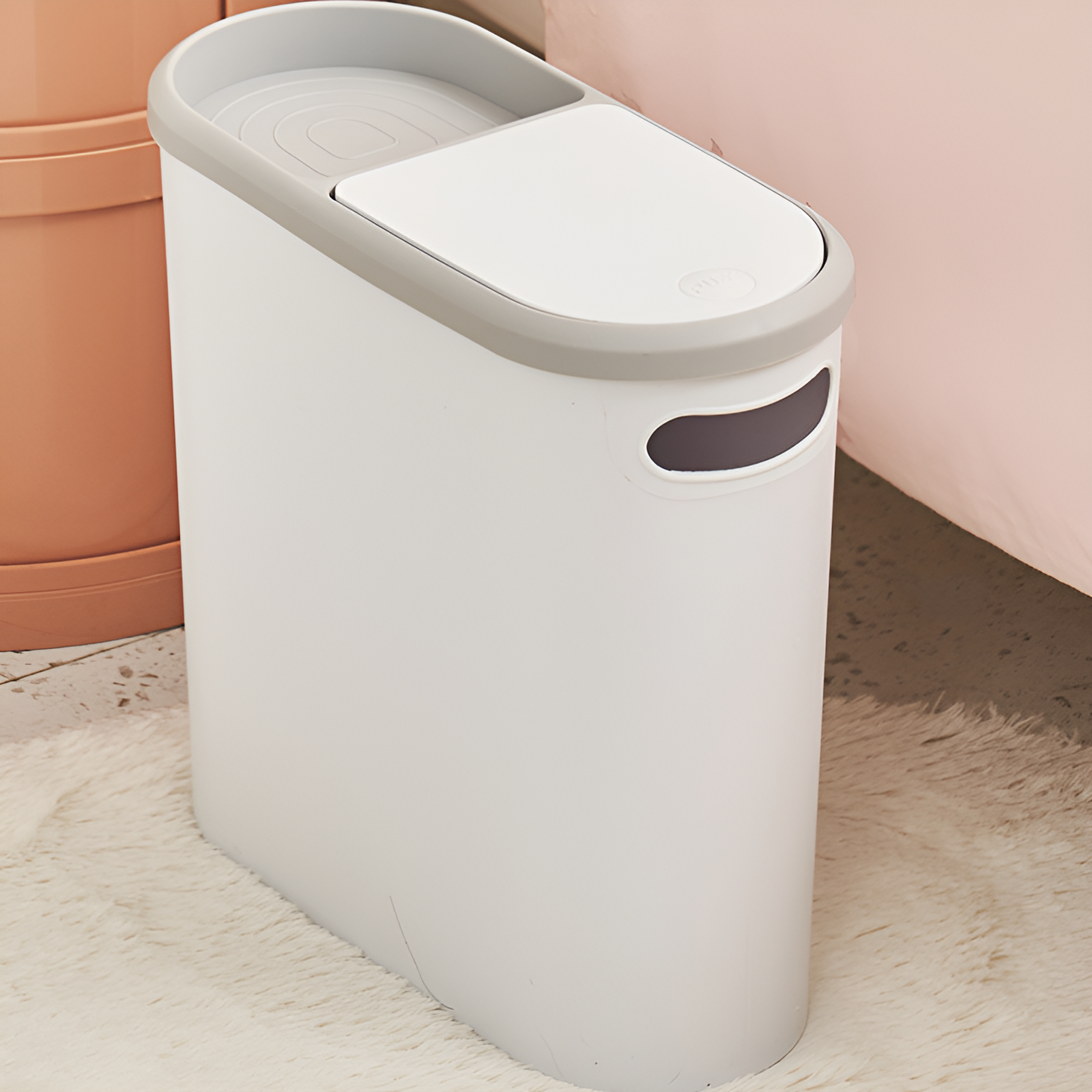 クリエイティブゴミ箱 家庭用トイレゴミ箱 リビングルーム キッチンゴミ箱 バスルーム 隙間ゴミ箱 蓋付き プッシュ式ゴミ箱