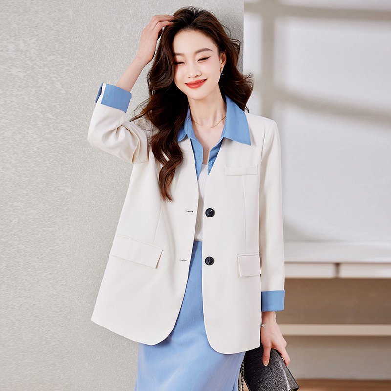 페이크 레이어링 배색 정장 코트