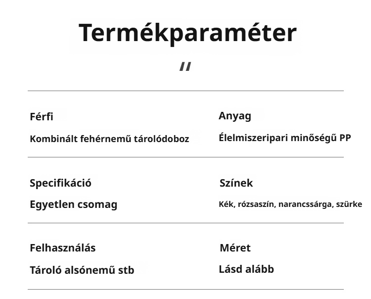 Melltartó és bugyi külön rekeszben tárolva