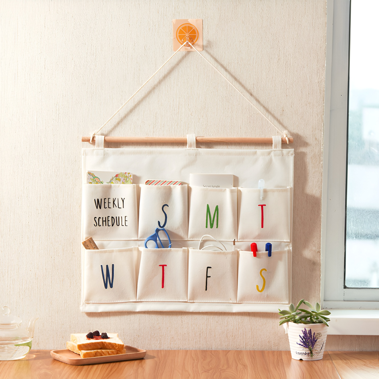 新学期シーズンのコットンとリネンの布の収納、12月の数字の収納、吊り下げバッグ、文字8の収納バッグ、装飾雑貨の収納バッグ