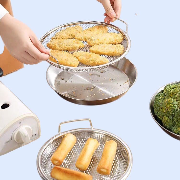 　新品316ステンレス製揚げ物オイルカット用キッチン油切りネットトレー