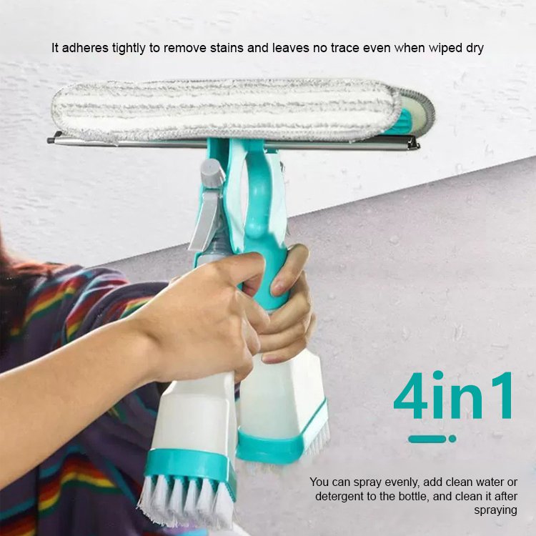 Multifunctional household glass double-sided cleaning brush with scraper sponge floor brush spray bo