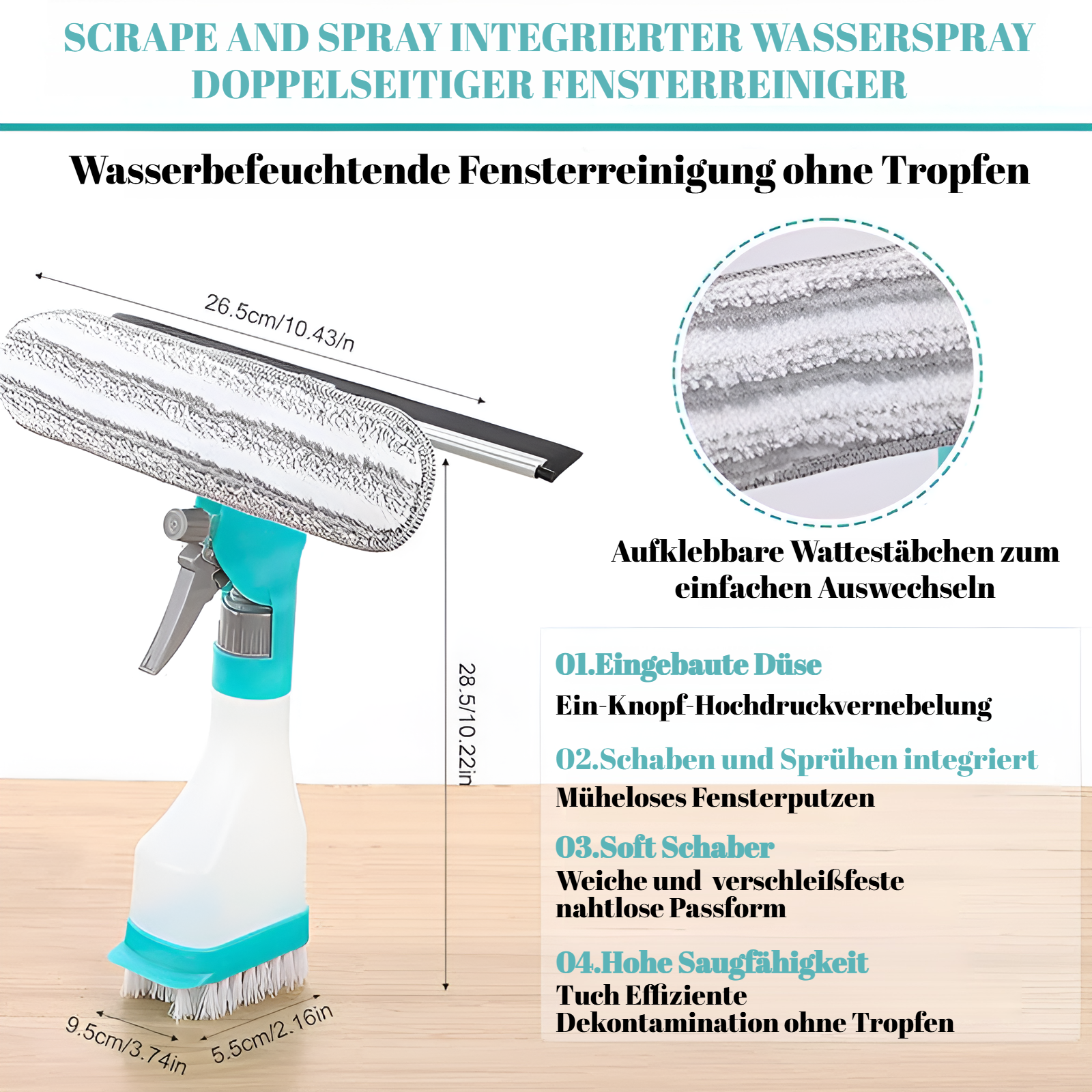 Multifunktionale doppelseitige Reinigungsbürste für den Haushalt mit Schaber, Schwamm, Bodenbürste, 