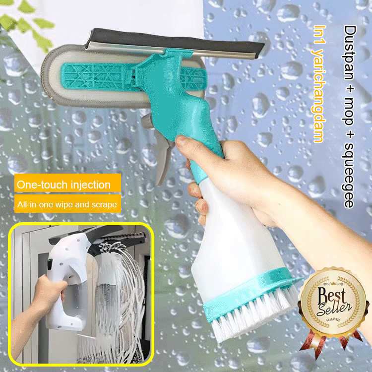 Multifunctional household glass double-sided cleaning brush with scraper sponge floor brush spray bo