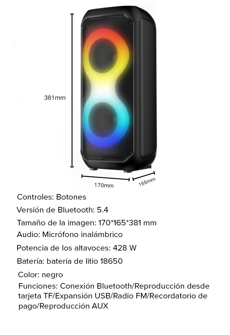  Altavoz Bluetooth portátil con micrófono incorporado y bajos potentes