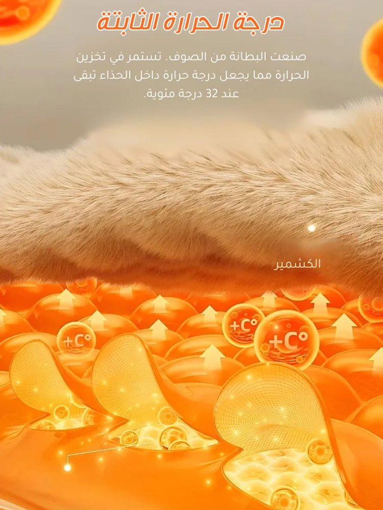 حذاء سليب أون مبطن بالفرو مع نعل ناعم ومقاوم للانزلاق للنساء