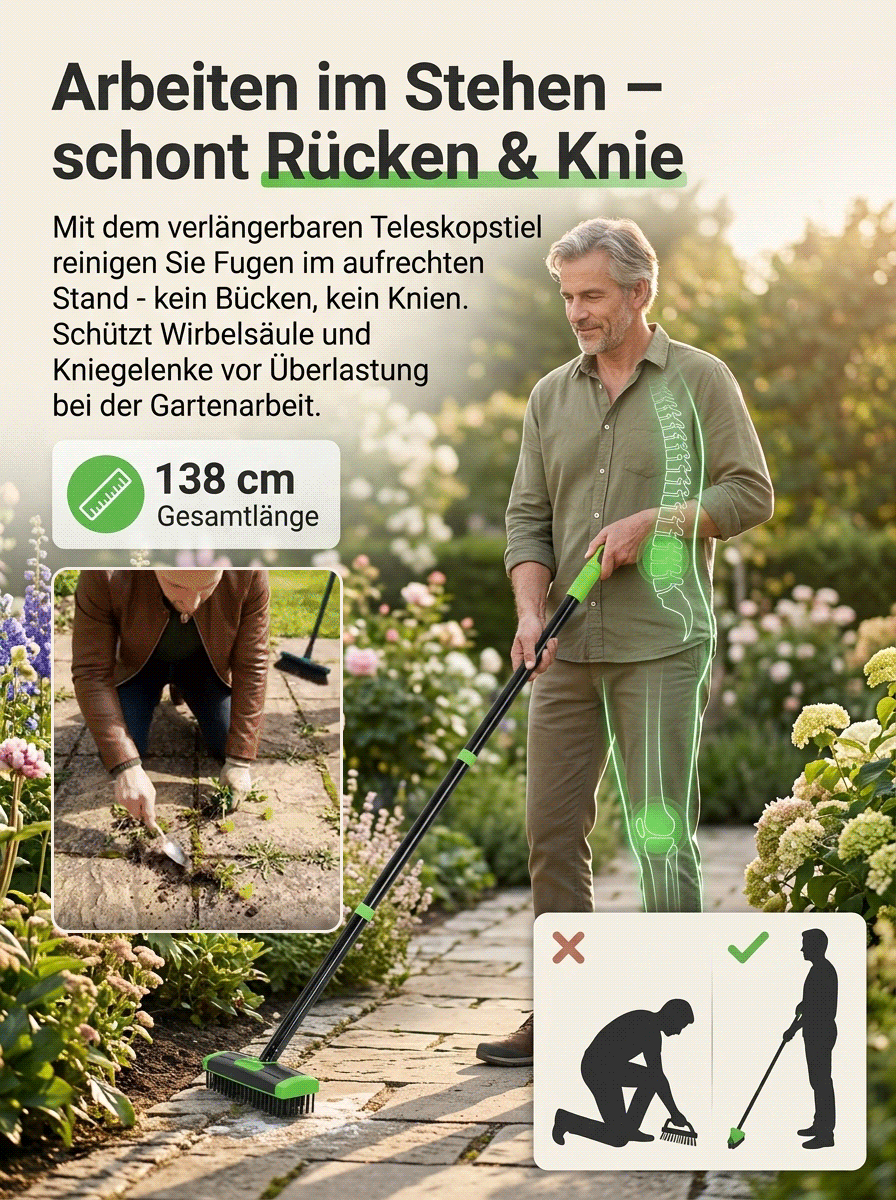 【Speziell für Gartenunkräuter】3-in-1 Unkrautbürste