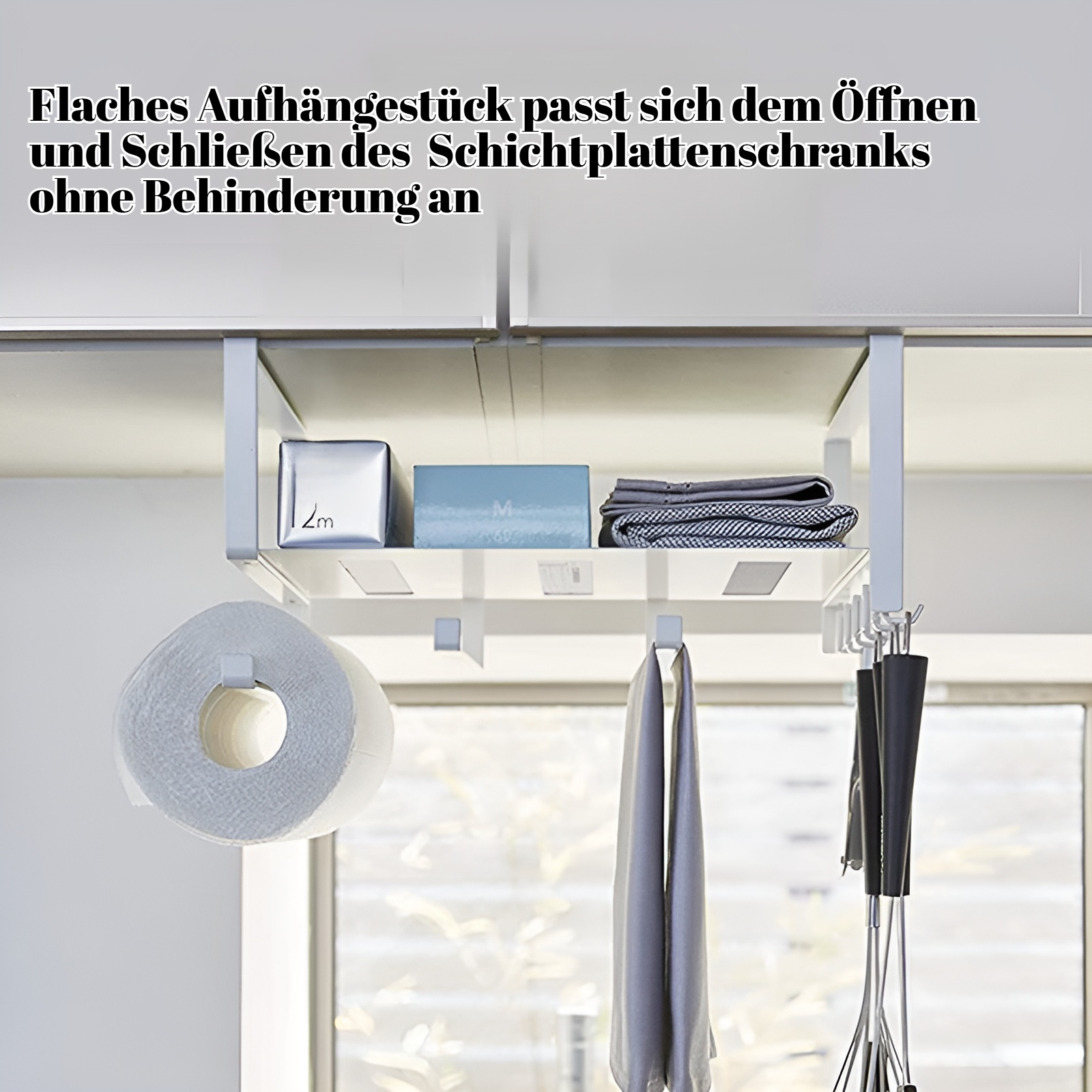 Modernes, einfaches, stanzfreies Hängeregal mit japanischen Haken für Küchenschränke, Multifunktions