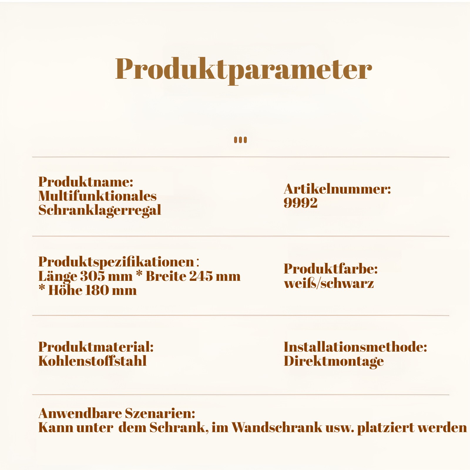 Einfache Montage des stanzfreien Küchenregals