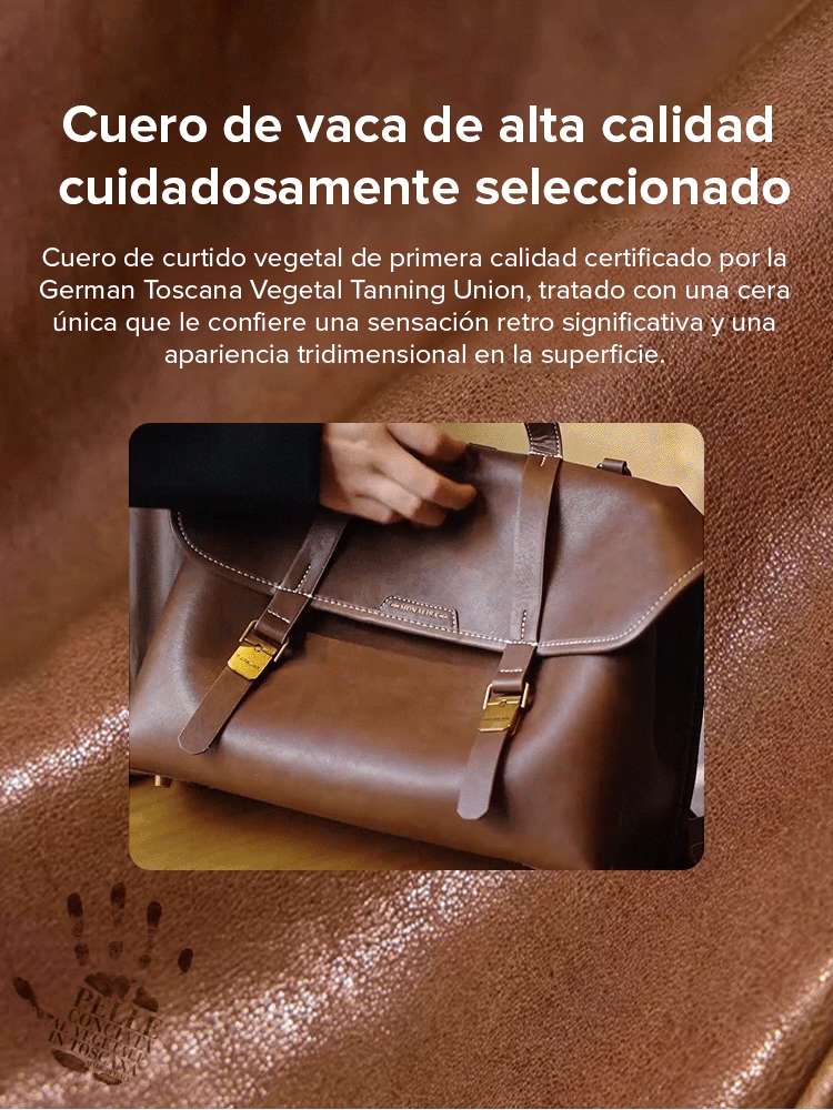 [Cada bolso es cosido a mano por artesanos durante 8 horas] Maletín portátil de cuero vintage