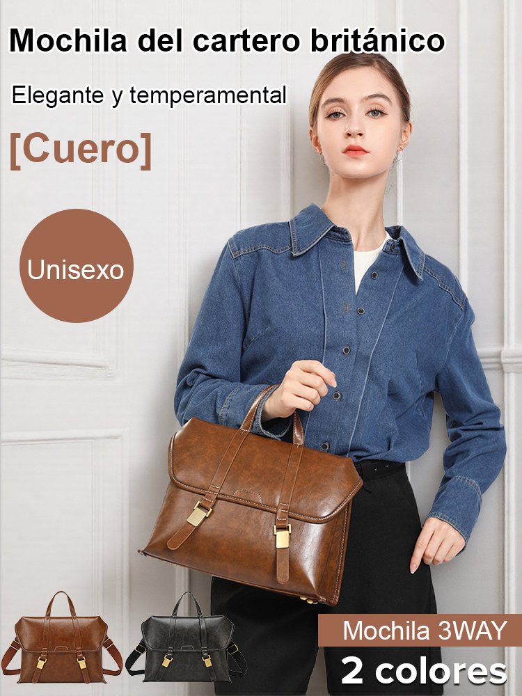 [Cada bolso es cosido a mano por artesanos durante 8 horas] Maletín portátil de cuero vintage