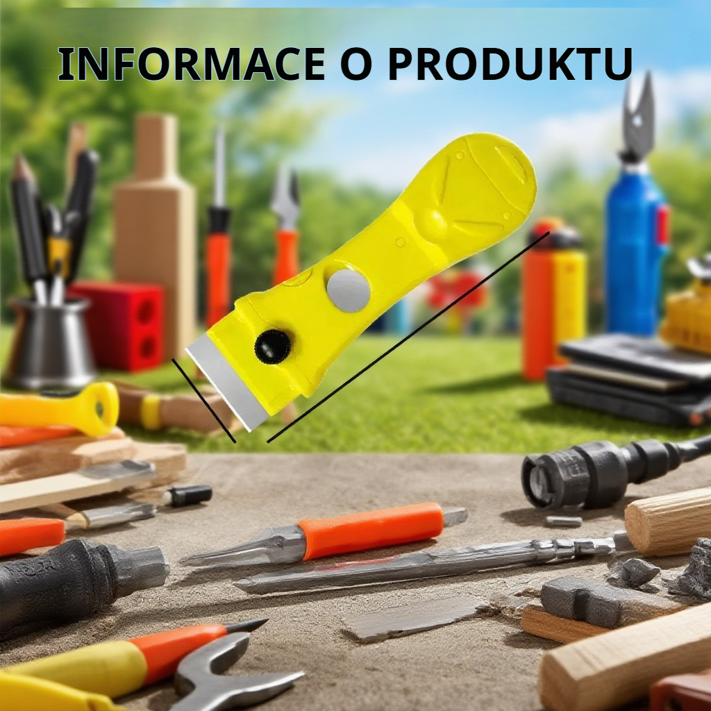 Odstraňovač lepidla s pevnou konstrukcí a ostrou čepelí