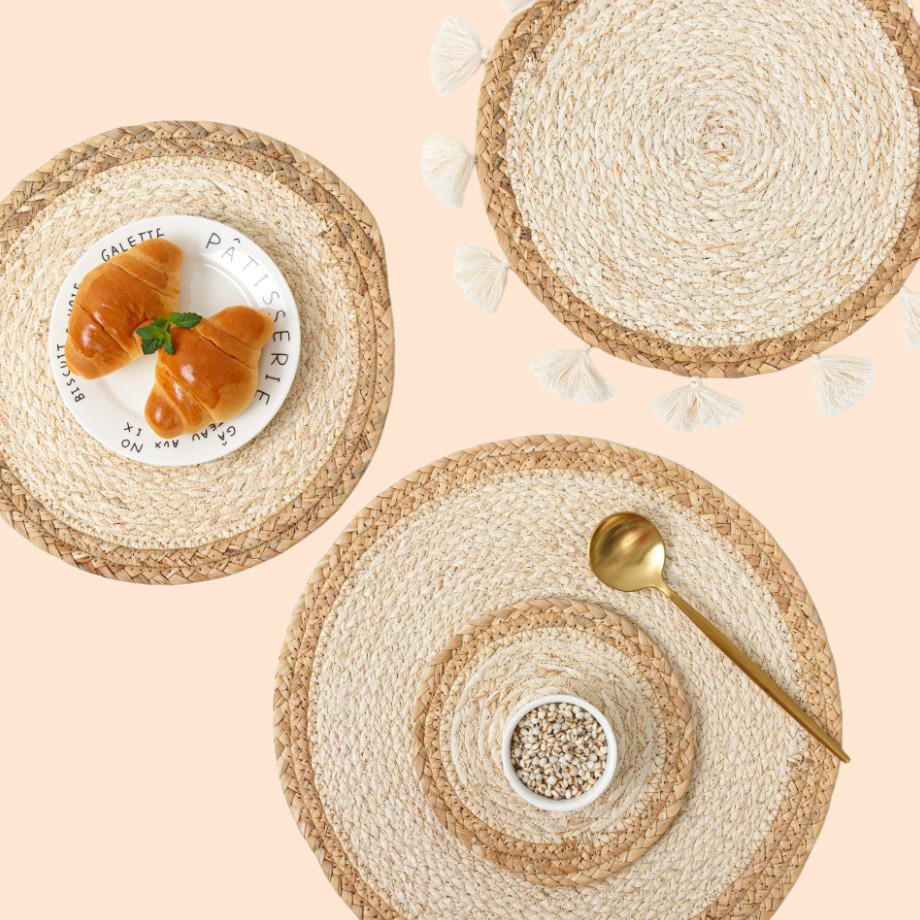 일식 왕골 옥수수 껍질 호리병박 테이블 매트