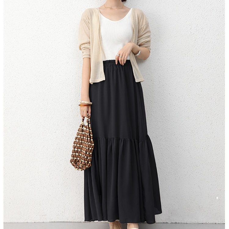 春夏ハイウエストカジュアルケーキスカートAラインスカート