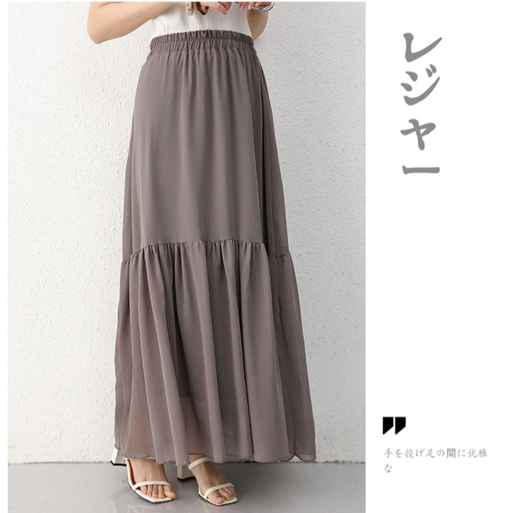 春夏Aラインスカート ハイウエストカジュアルケーキスカート ドレープミドルレングス半身スカート ビッグスイングAラインスカート