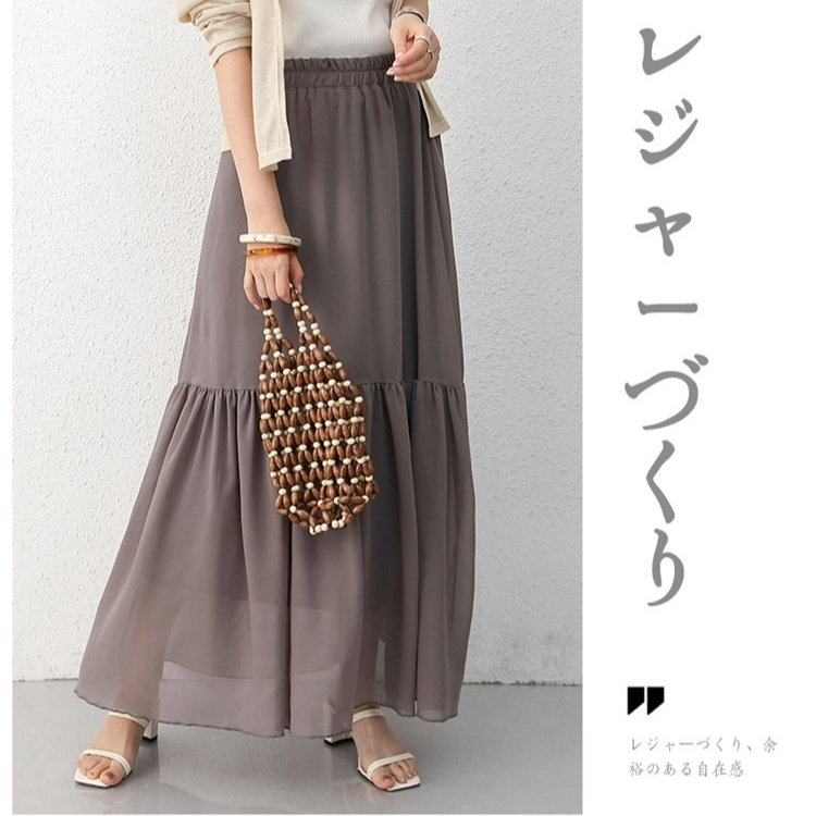 春夏Aラインスカート ハイウエストカジュアルケーキスカート ドレープミドルレングス半身スカート ビッグスイングAラインスカート