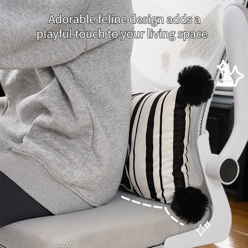 Black cat striped pillow