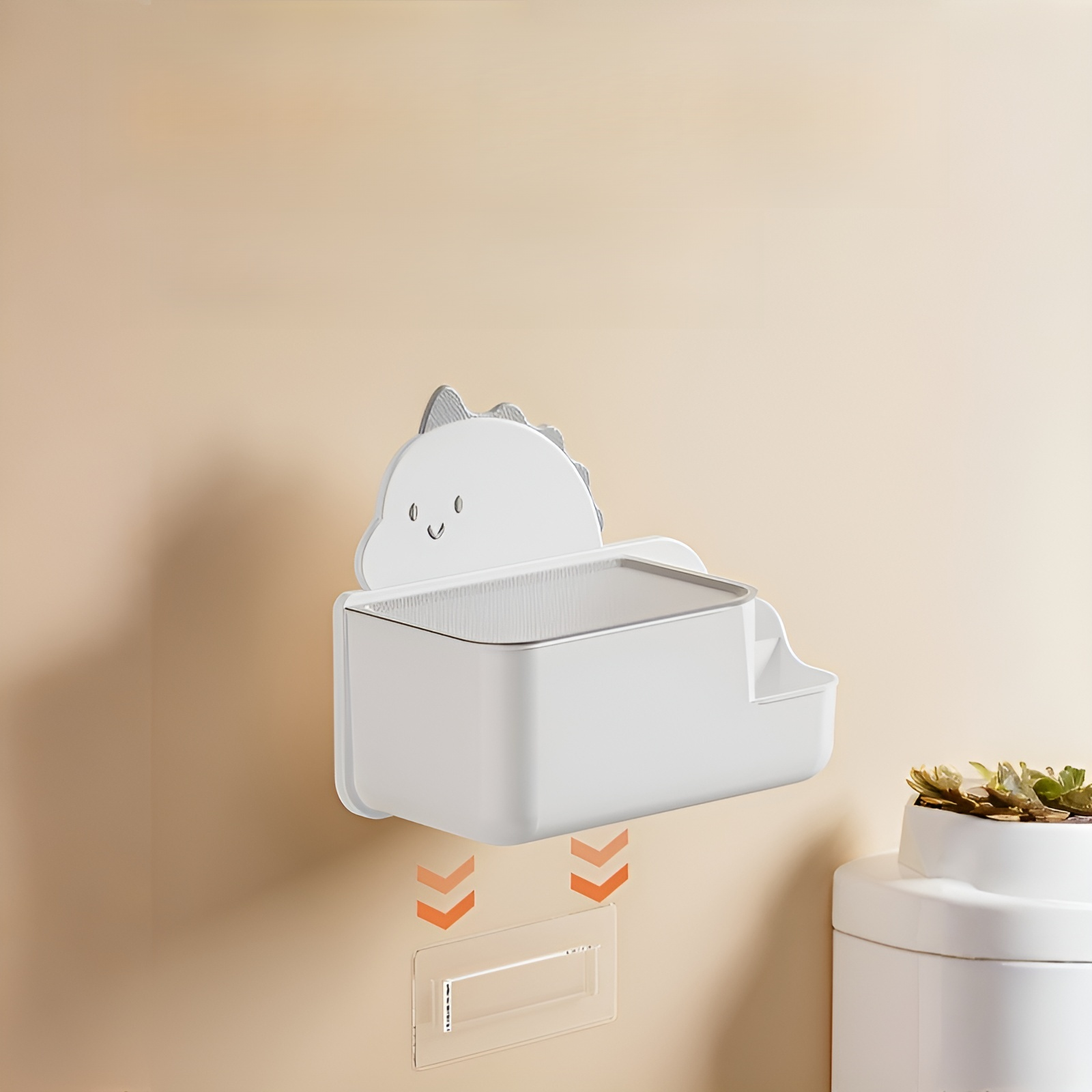 만화 심플 화장지 상자 벽걸이 펀치 없는 화장지 상자 주방 거실 종이