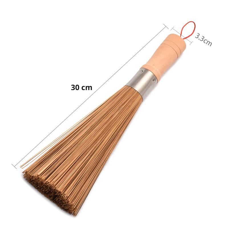 Čistící kartáč s dřevěnou rukojetí, klasické koště, kartáč s dlouhou rukojetí