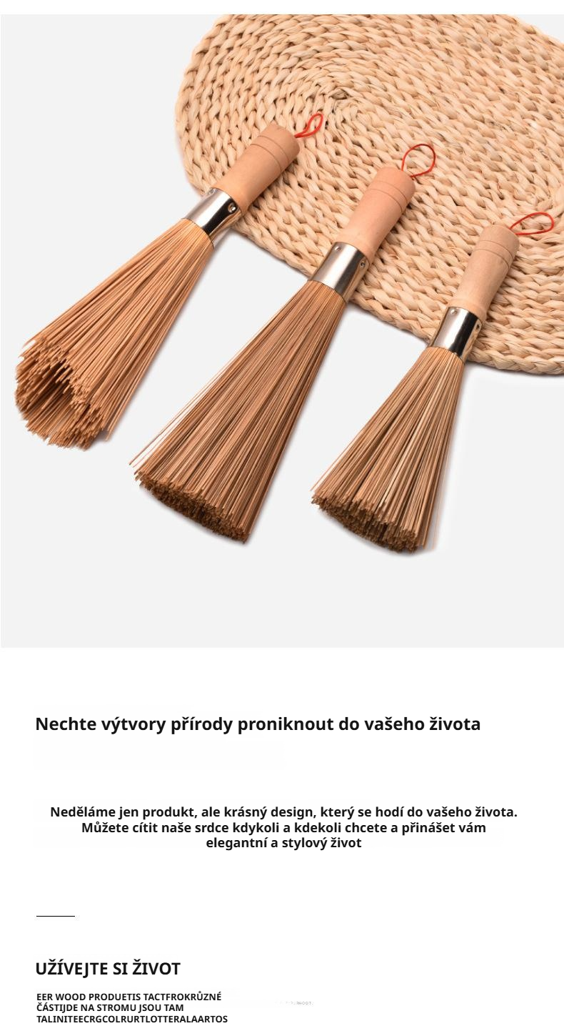 Koště s přírodními štětinami a dřevěnou rukojetí