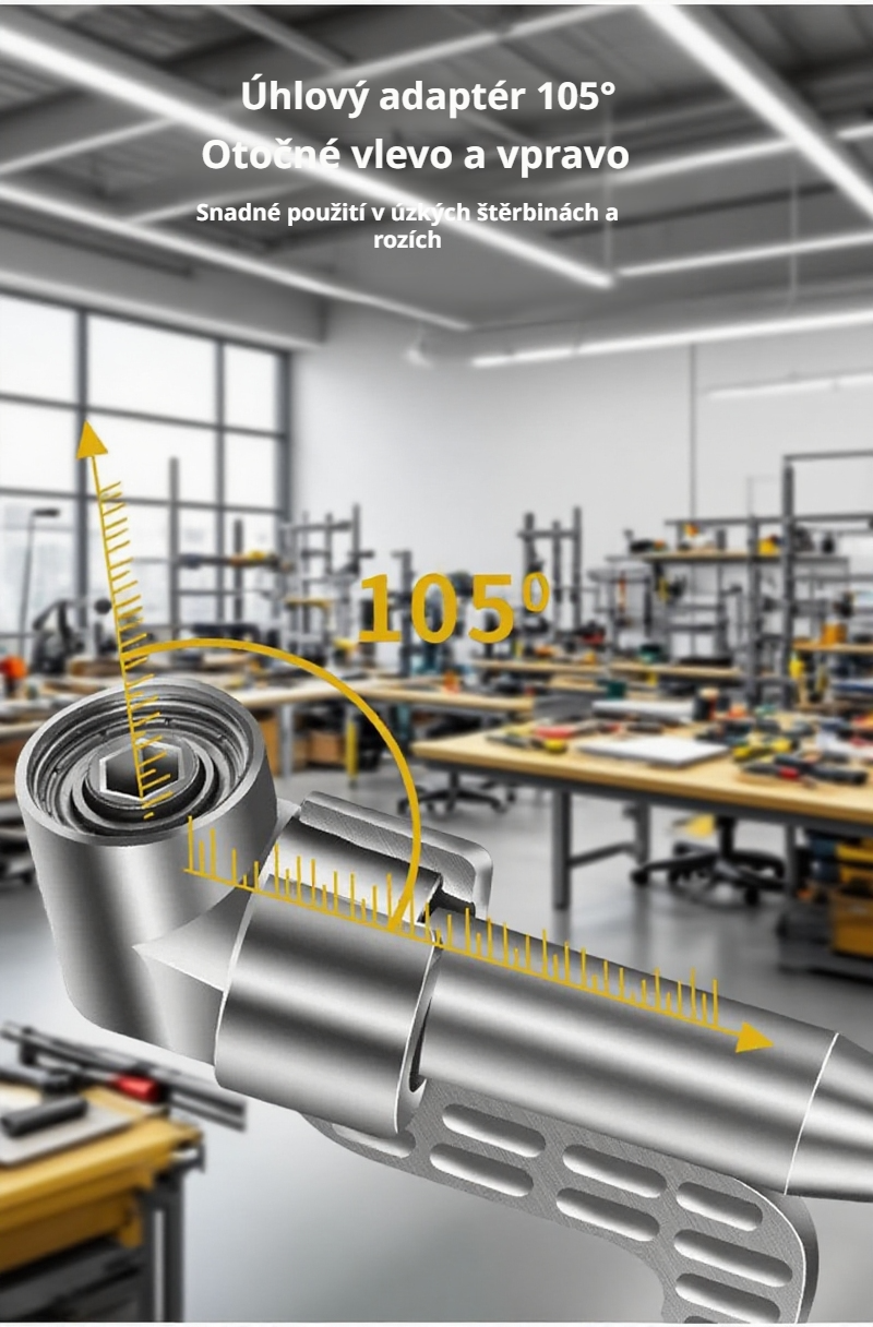 Převodník směru pro šroubovák v detailním pohledu