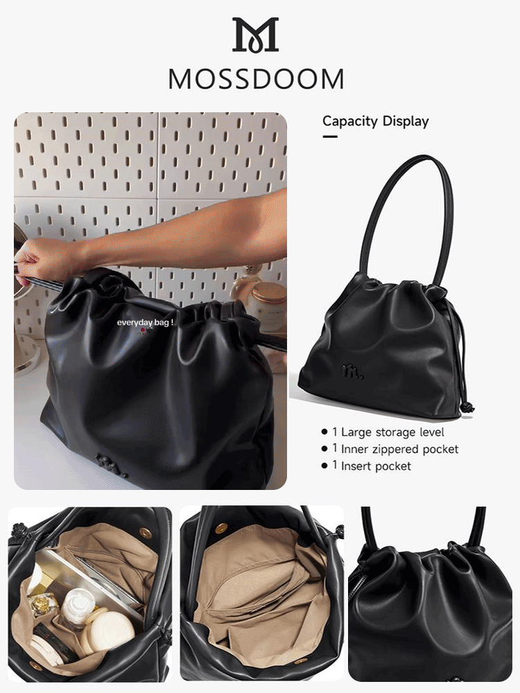 Bow casual pleated shoulder bag