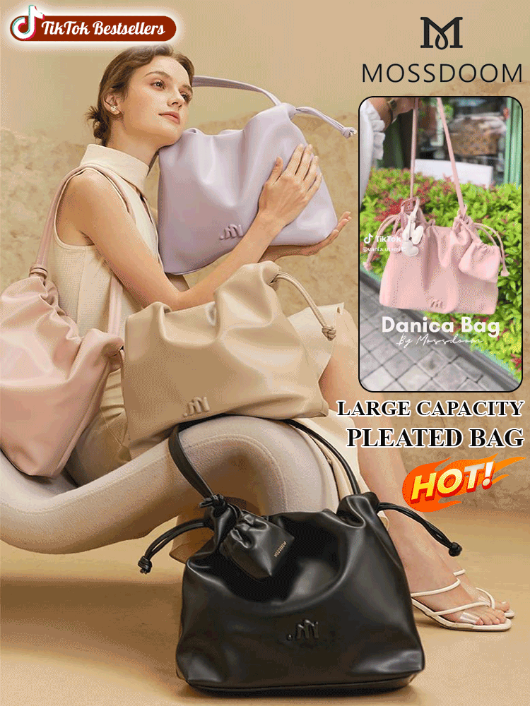 Bow casual pleated shoulder bag