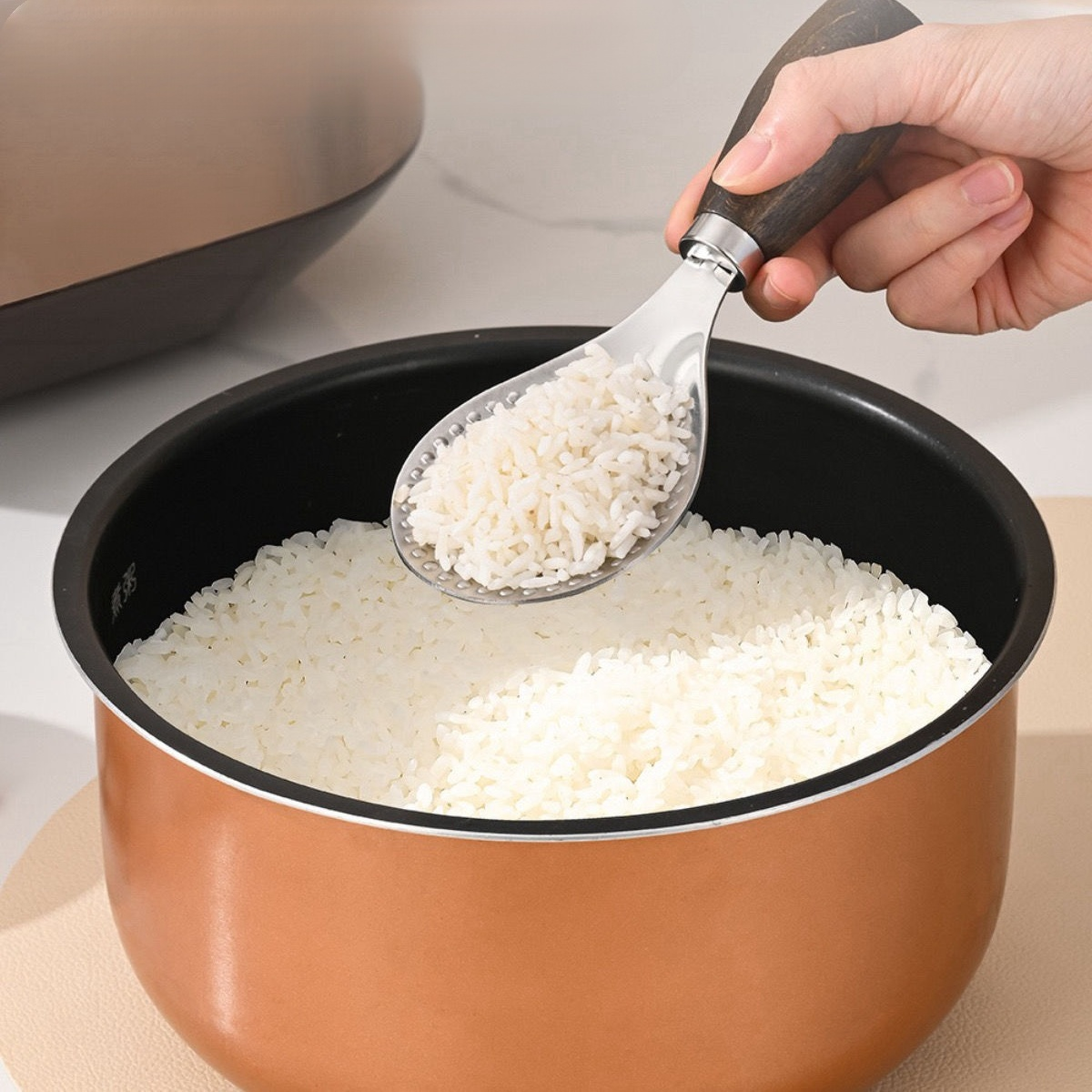 家用木柄電飯煲米飯不鏽鋼勺盛飯