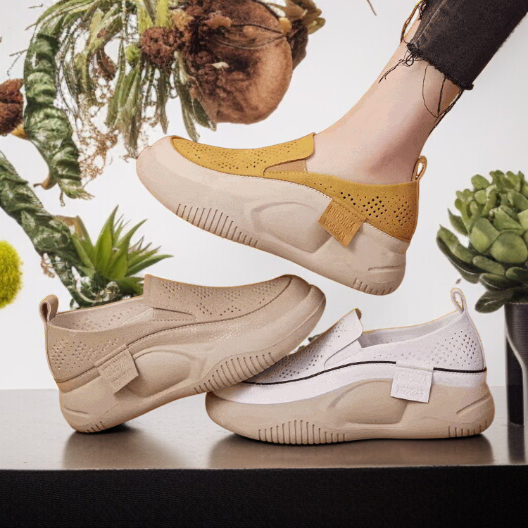 둥근 앞코 펀칭 로퍼