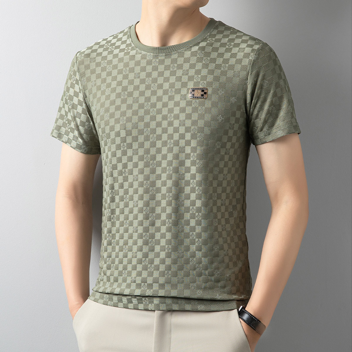 남성용 시원한 아이스 반팔티셔츠 디테일 확대 이미지