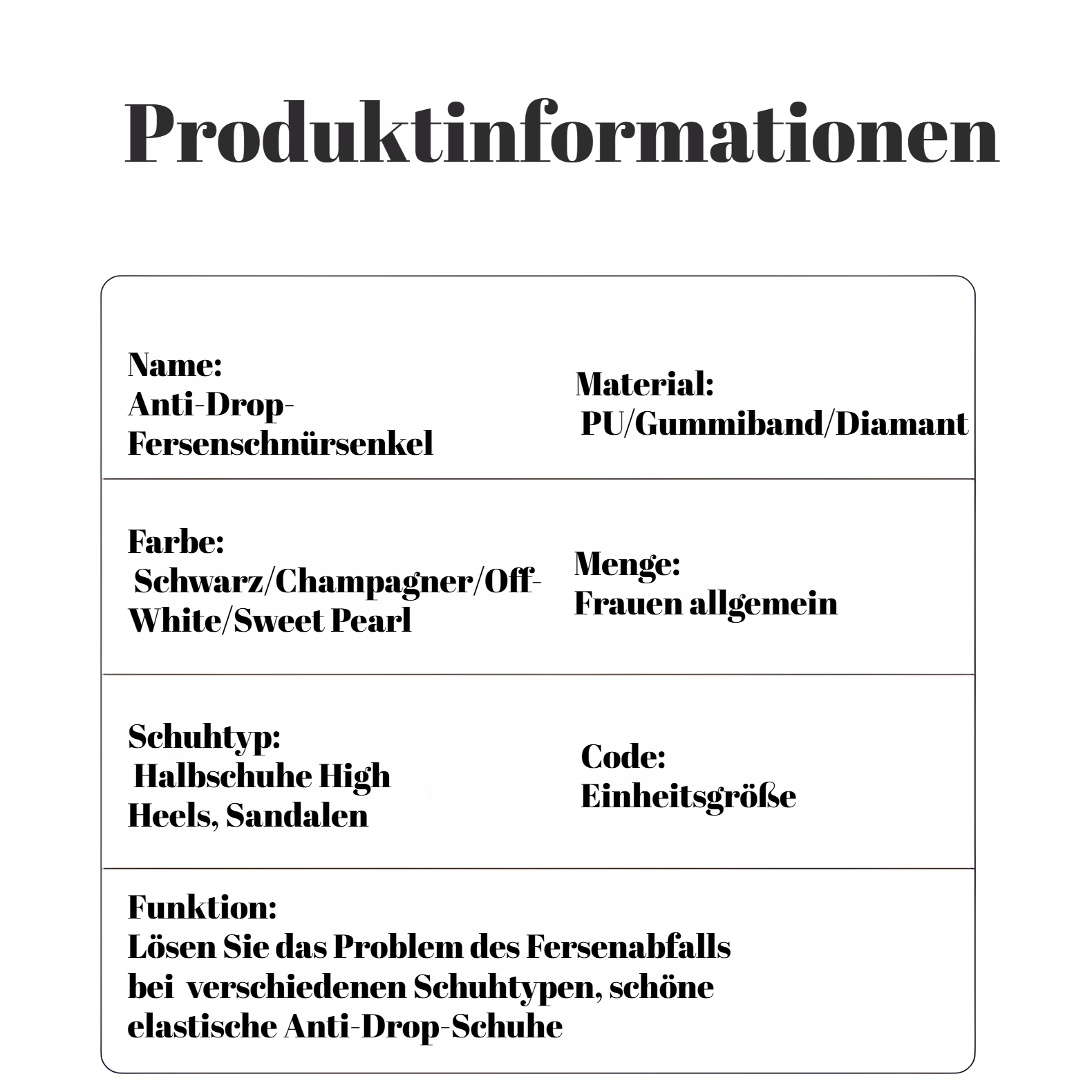 Einfach anzubringende Schnürsenkel für High Heels