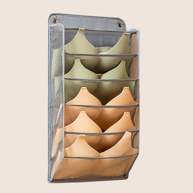 Non perforated wall mounted fabric underwear storage bag