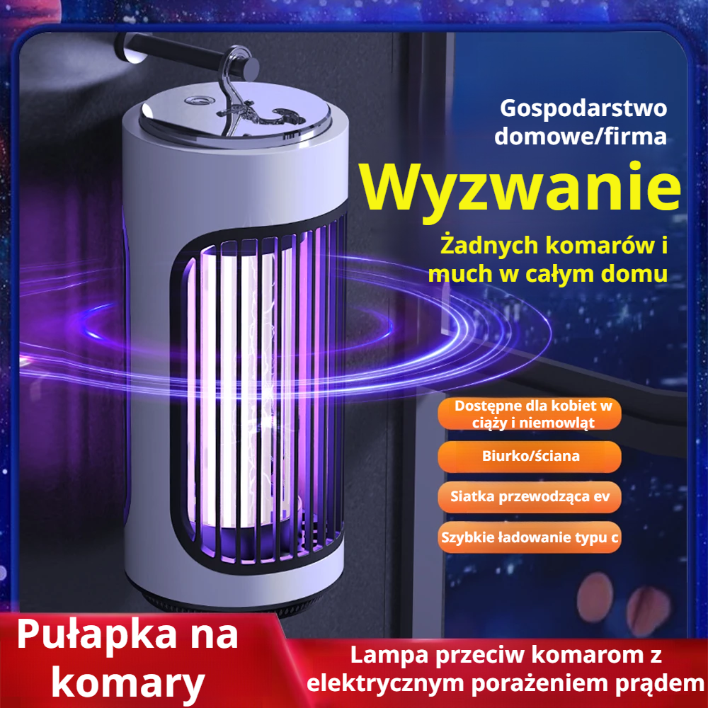 Całonocna, dwufunkcyjna lampa owadobójcza do komarów z montażem na ścianie