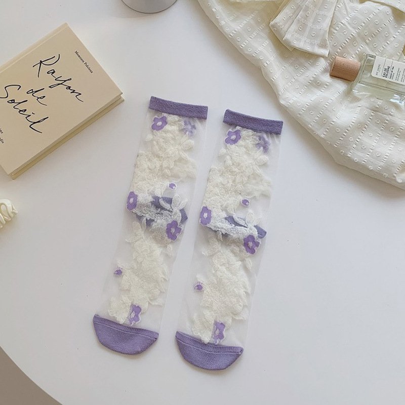 양말 여아 여름 아이스 스타킹 가볍고 통기성이 좋은 롱 크리스털 스타킹 순욕 스타킹