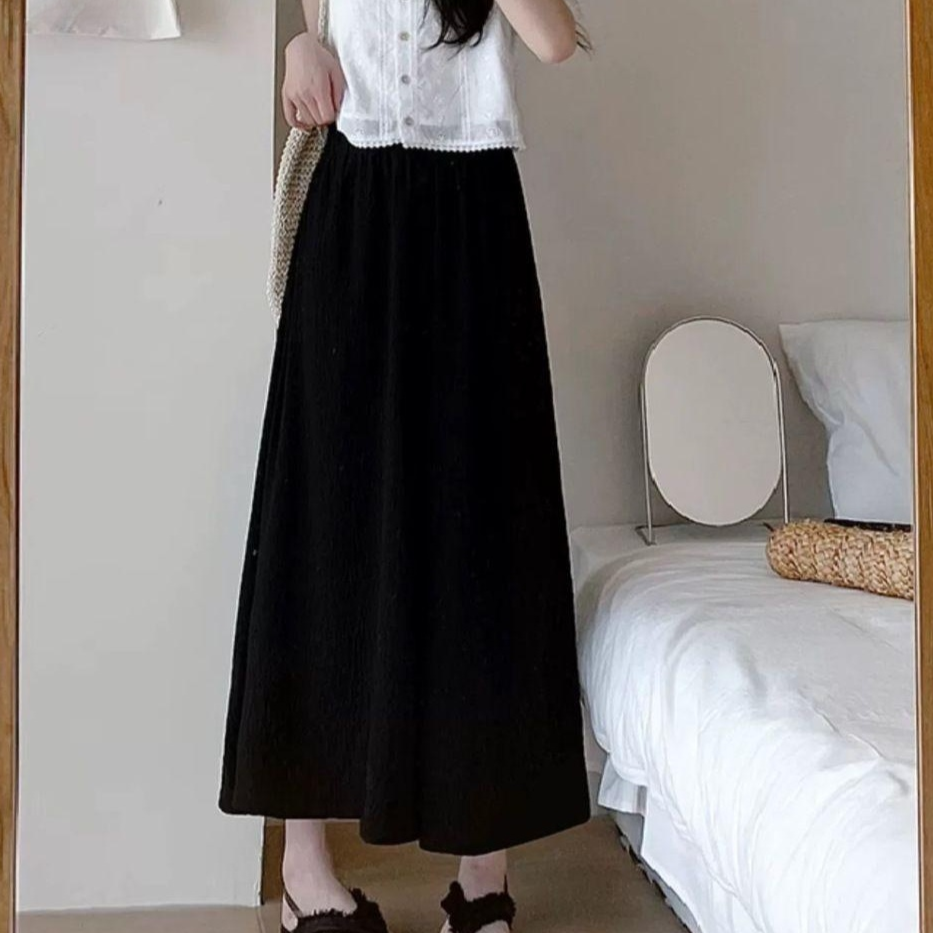 핑크 치마바지녀 여름 얇은 키에 샤랄라 주름 a라인 스커트 하이웨스트 슬림핏 와이드 팬츠