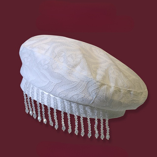 レース付きベレー帽