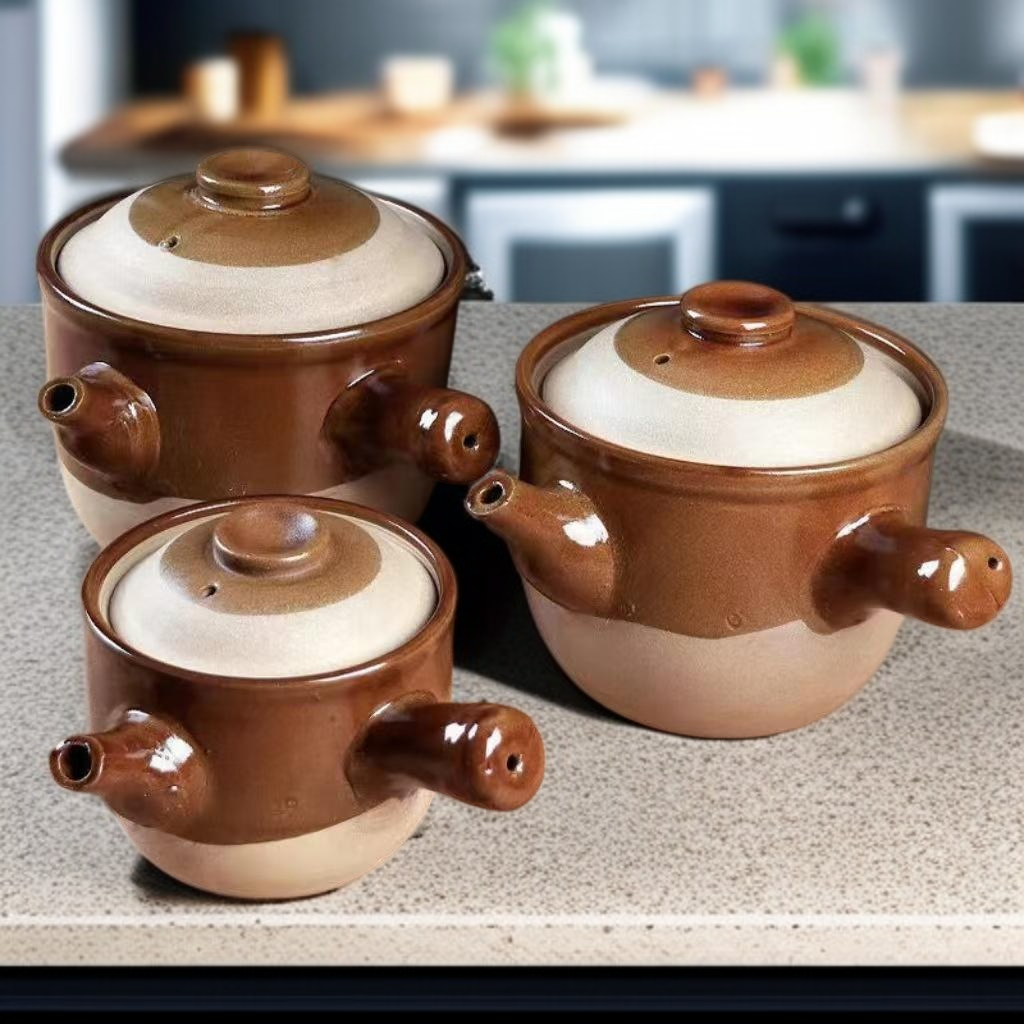 뚜껑이 있는 고온 내성 구식 캐서롤