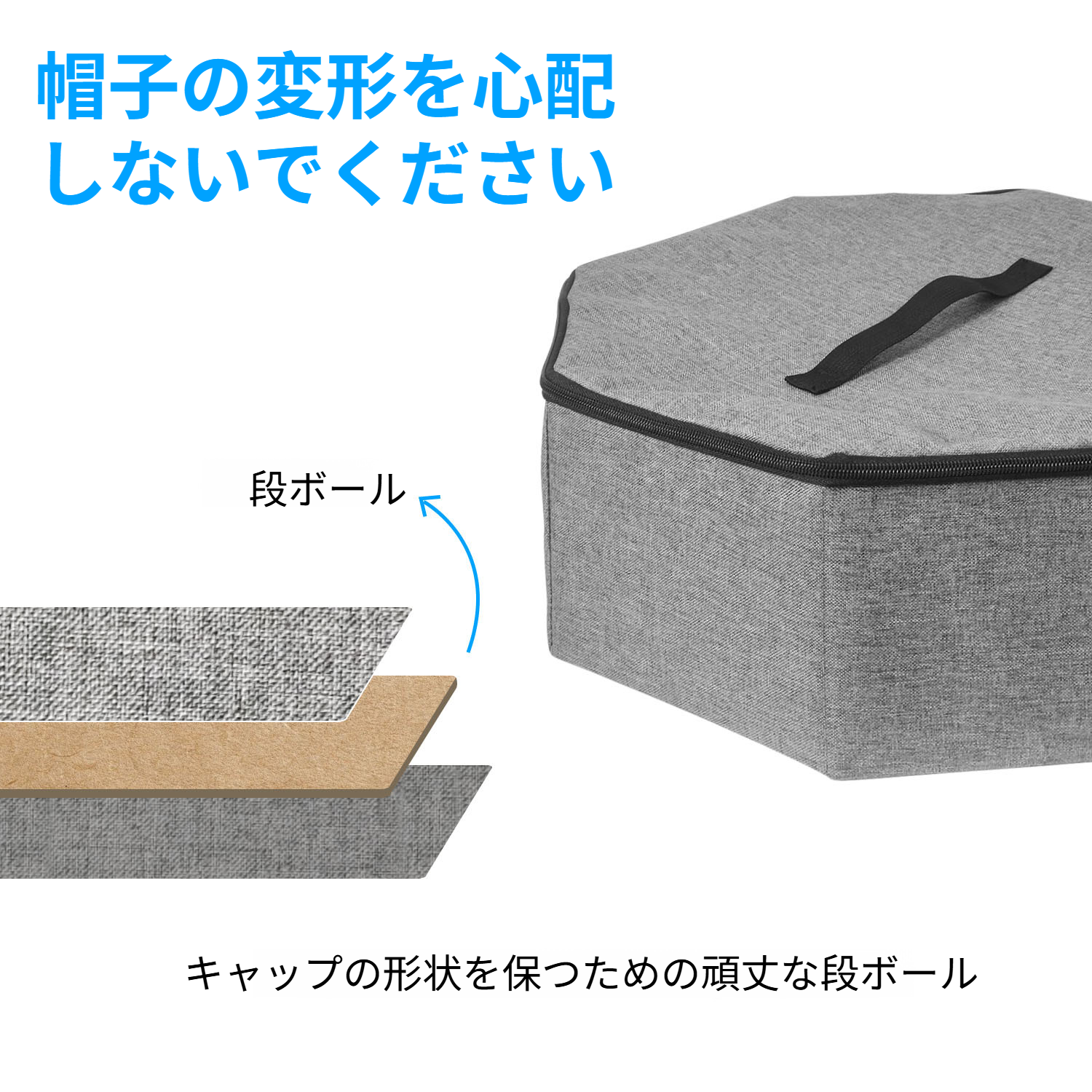 折りたたみ式帽子箱 カウボーイハット収納バッグ ハンドル付き 男女兼用 収納 大型帽子バッグ 帽子箱