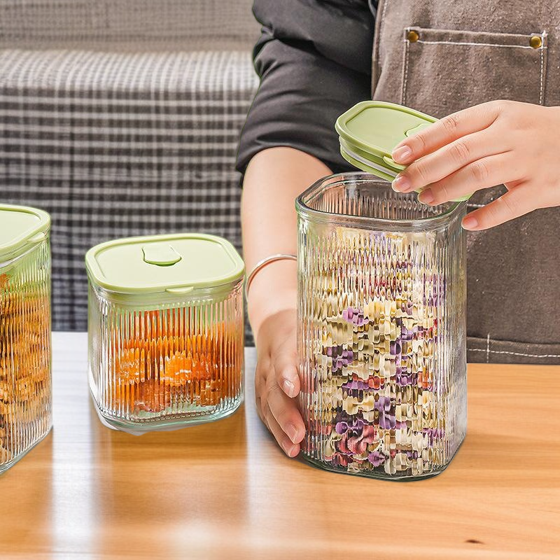 Transparent glass milk powder sealed jar bamboo cover dry goods grain snack glass storage jar kitche