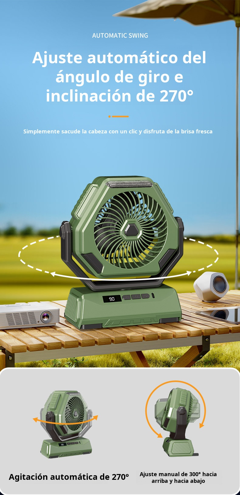 Ventilador portátil de 6 pulgadas para jardín