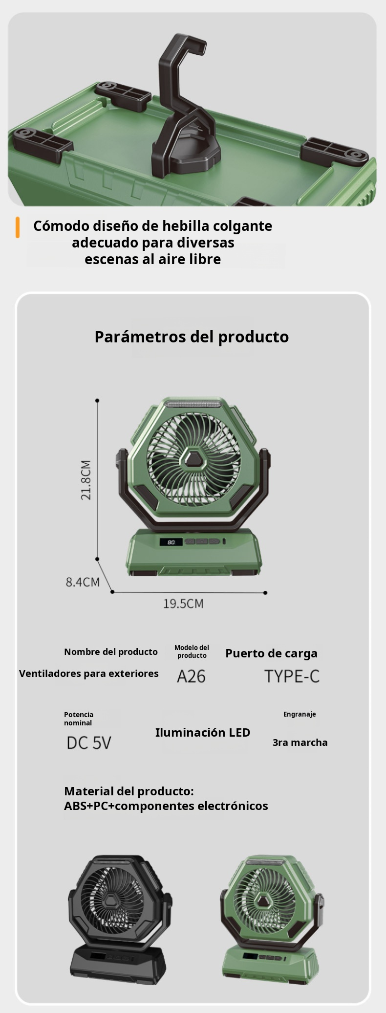 Ventilador multifunción JMY para uso en exteriores y terrazas