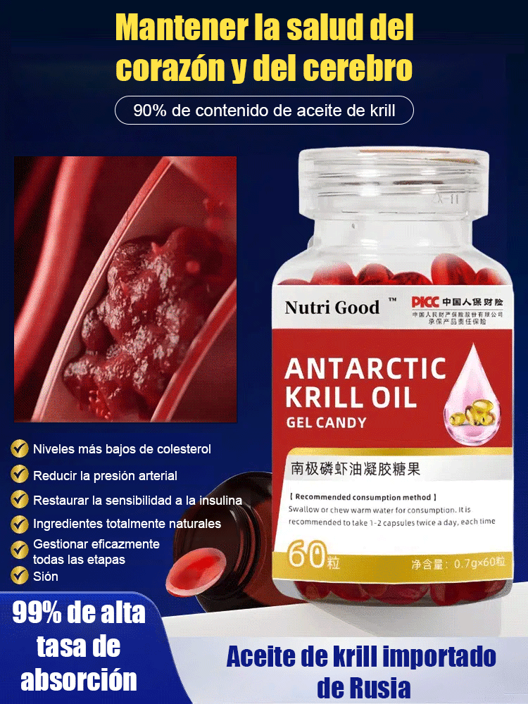 【Versión mejorada de alta eficiencia】Aceite de kril antártico