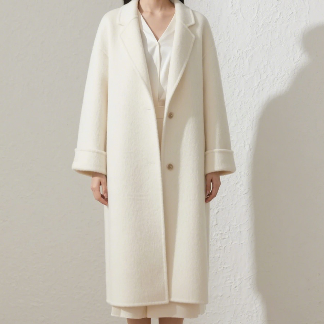 한국식 인스타일 루즈한 두꺼워진 양털 롱 코트