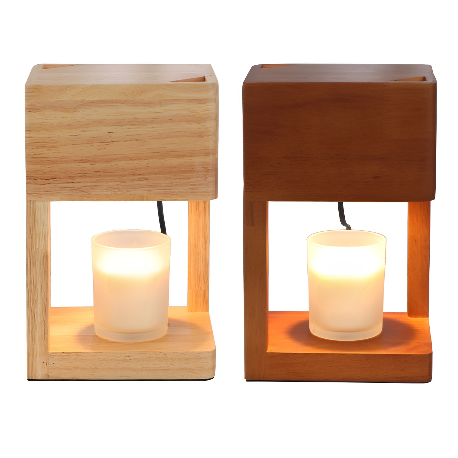 Einfache Aromatherapie-Lampe Wachslampe Duft ätherisches Öl Kerzenlampe Schlafzimmer Nachttisch Holz