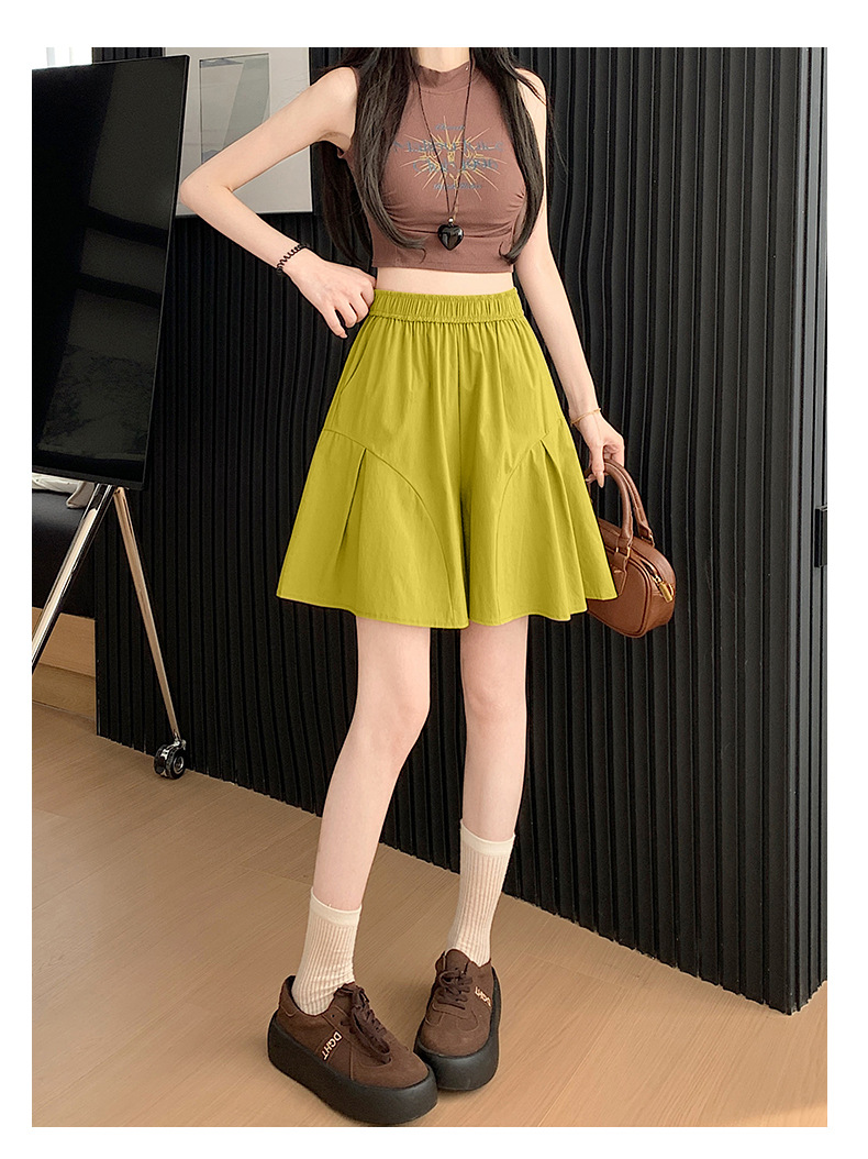 여성용 시원한 소재의 하이웨스트 반바지