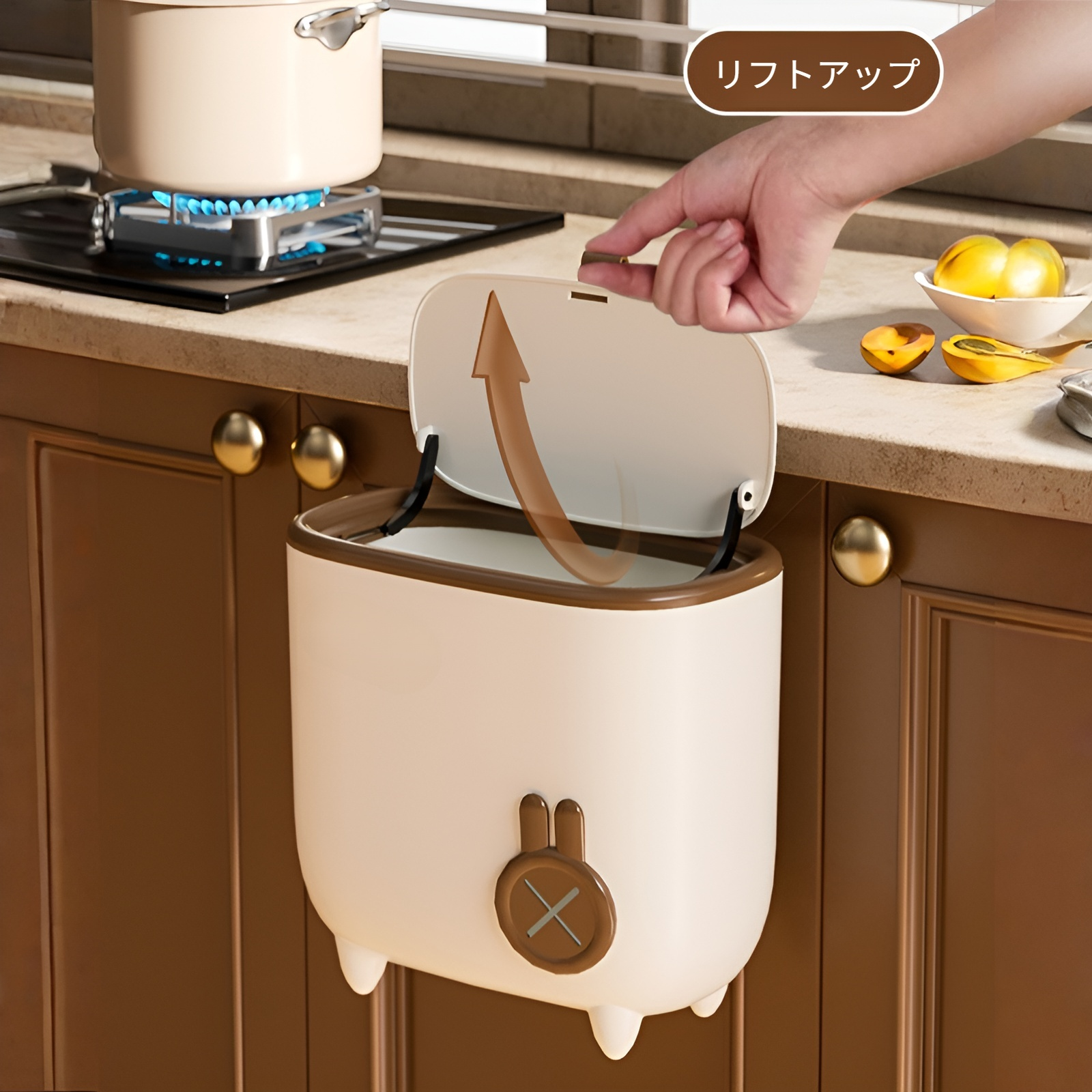 家庭用壁掛けゴミ箱キッチントイレキャビネットドア付き収納バケツ壁掛けゴミ箱蓋付きキッチン廃棄物バケツ