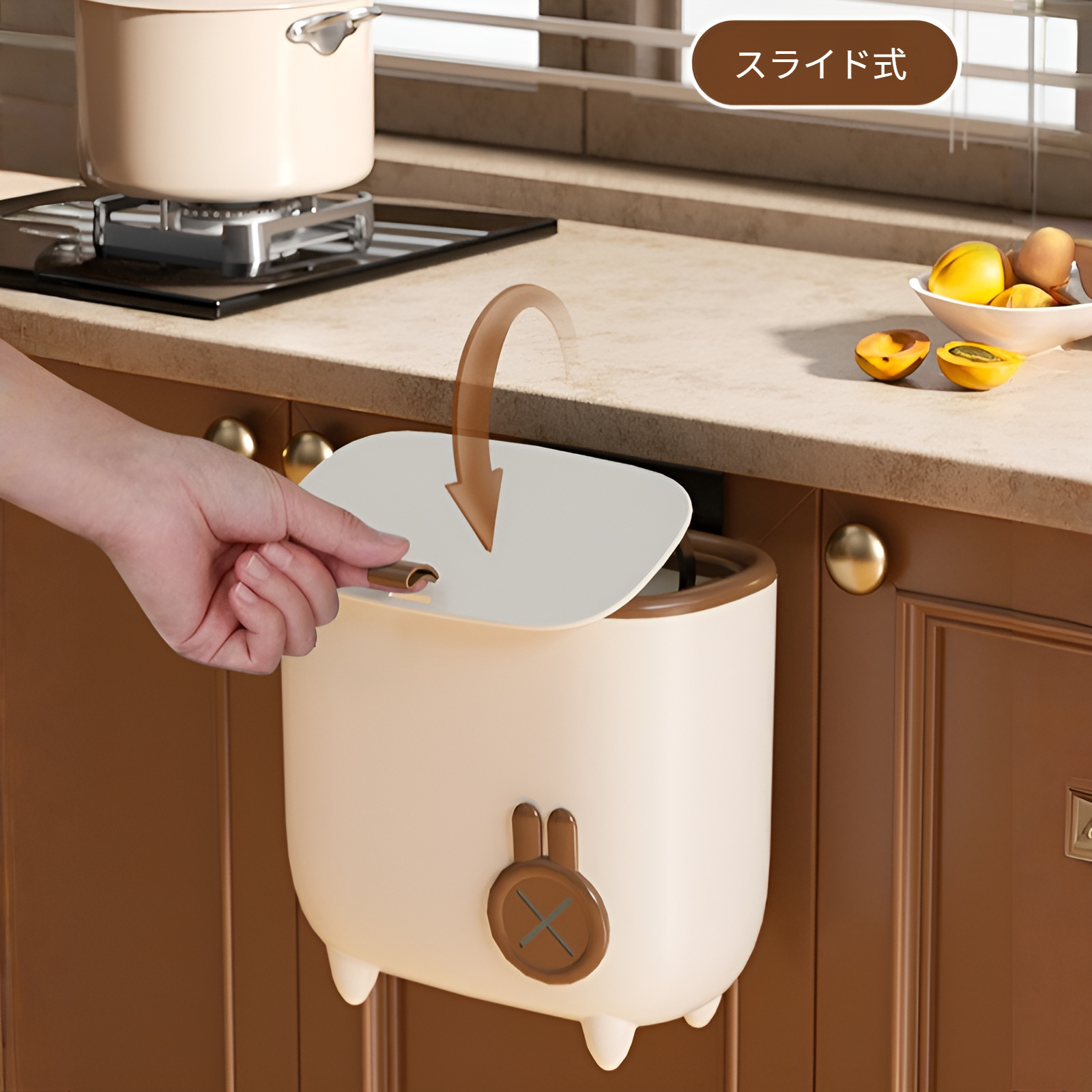 家庭用壁掛けゴミ箱キッチントイレキャビネットドア付き収納バケツ壁掛けゴミ箱蓋付きキッチン廃棄物バケツ