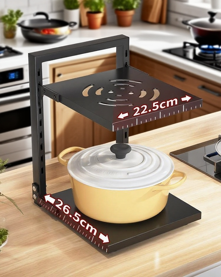 ชั้นวางหม้อสำหรับตกแต่งและเพิ่มพื้นที่ครัว