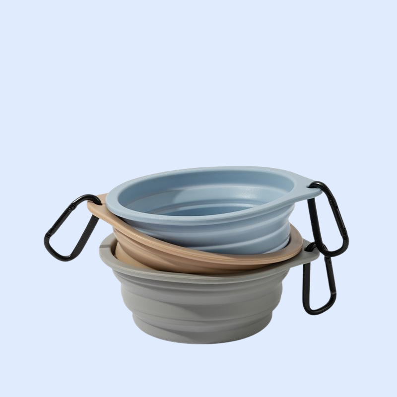  ชามพกพาซิลิโคนเกรดอาหารสำหรับสัตว์เลี้ยง ชามอาหารและน้ำสำหรับสุนัขและแมว